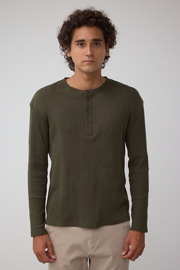 ランダムリブヘンリーネックTシャツ 詳細画像