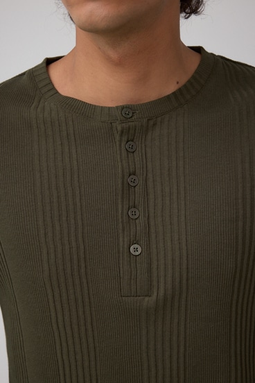 ランダムリブヘンリーネックTシャツ 詳細画像