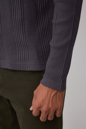 ランダムリブヘンリーネックTシャツ 詳細画像