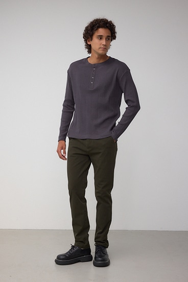 ランダムリブヘンリーネックTシャツ 詳細画像