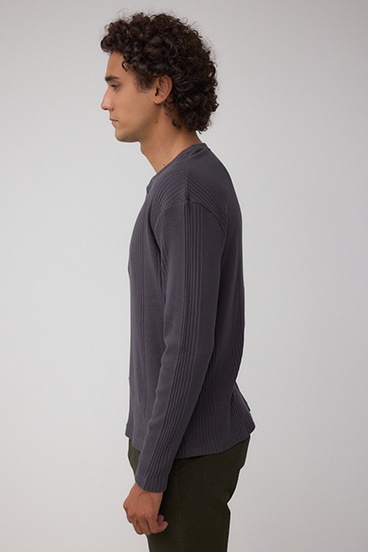 ランダムリブヘンリーネックTシャツ 詳細画像