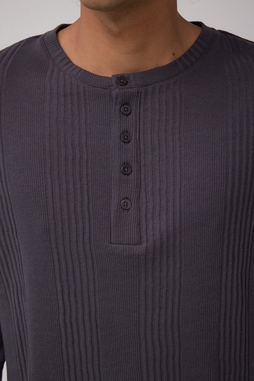 ランダムリブヘンリーネックTシャツ 詳細画像