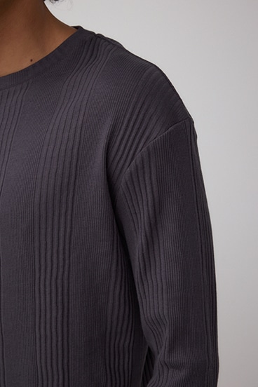 ランダムリブヘンリーネックTシャツ 詳細画像