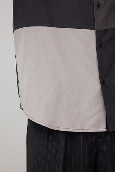 パネルスウィッチングフェイクスウェードシャツ 詳細画像