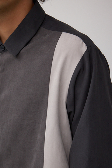 パネルスウィッチングフェイクスウェードシャツ 詳細画像