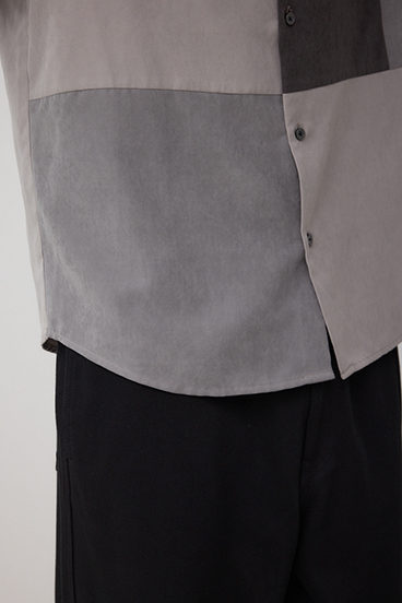 パネルスウィッチングフェイクスウェードシャツ 詳細画像