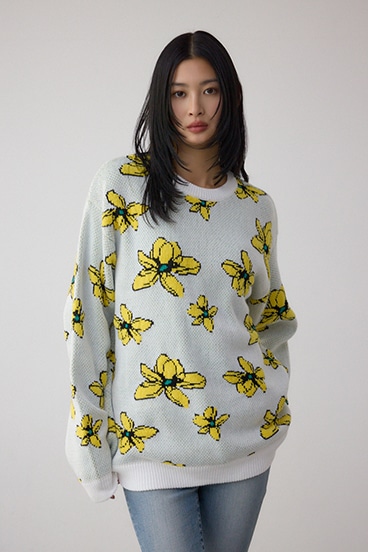 フラワーダブルジャガードニット