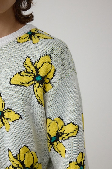 フラワーダブルジャガードニット 詳細画像