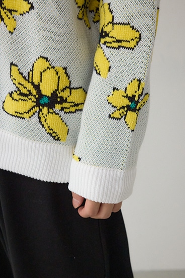 フラワーダブルジャガードニット 詳細画像