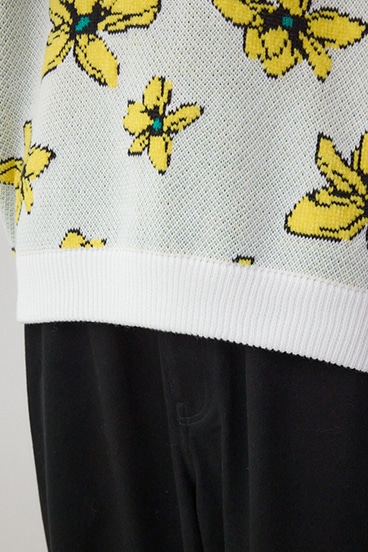 フラワーダブルジャガードニット 詳細画像