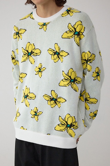 フラワーダブルジャガードニット