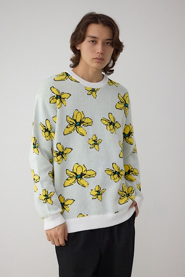 フラワーダブルジャガードニット 詳細画像