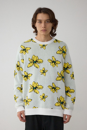 フラワーダブルジャガードニット 詳細画像