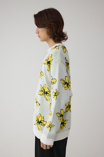 フラワーダブルジャガードニット 詳細画像