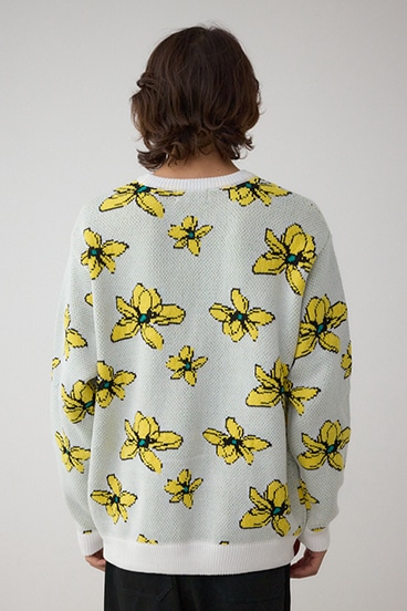 フラワーダブルジャガードニット 詳細画像