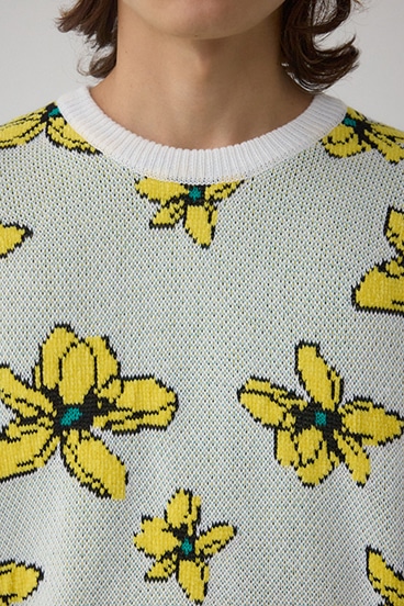 フラワーダブルジャガードニット 詳細画像