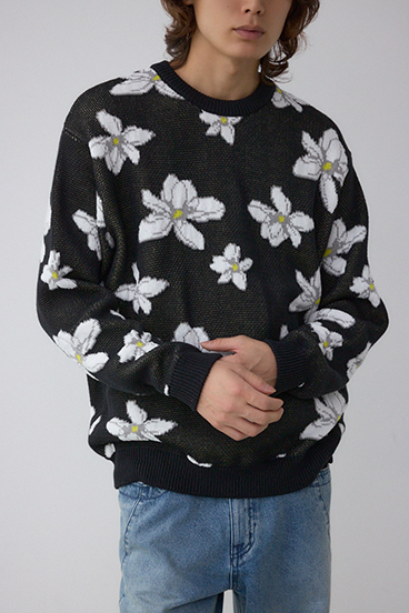 フラワーダブルジャガードニット