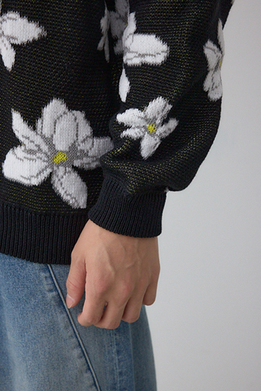 フラワーダブルジャガードニット 詳細画像