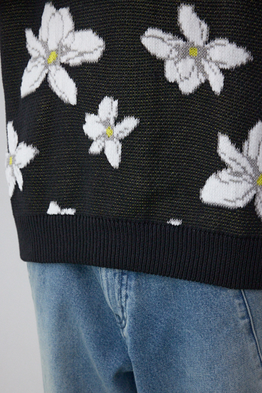 フラワーダブルジャガードニット 詳細画像