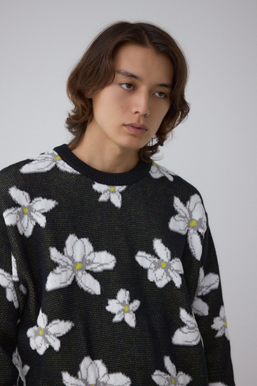 フラワーダブルジャガードニット