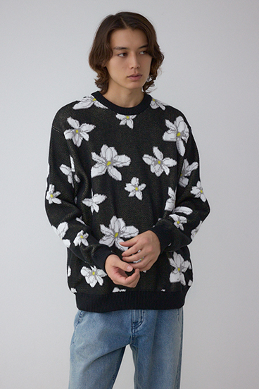 フラワーダブルジャガードニット 詳細画像