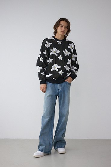 フラワーダブルジャガードニット 詳細画像