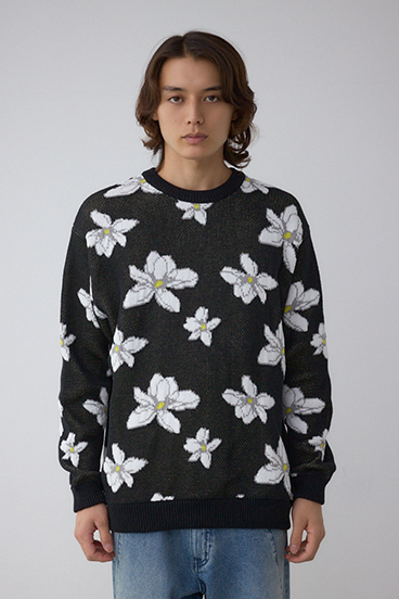 フラワーダブルジャガードニット 詳細画像