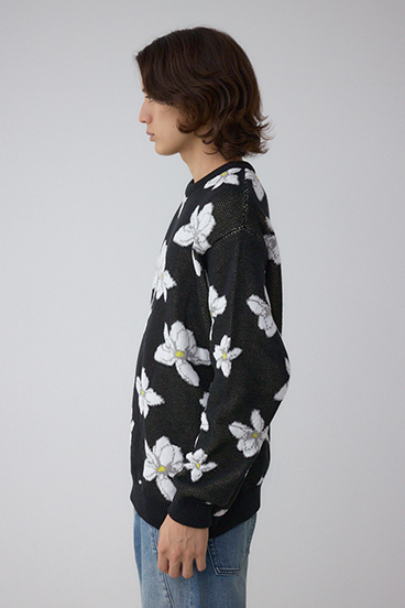 フラワーダブルジャガードニット 詳細画像