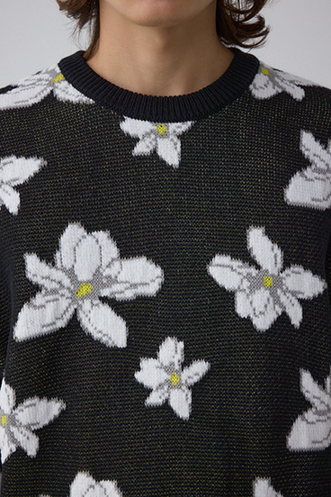 フラワーダブルジャガードニット 詳細画像