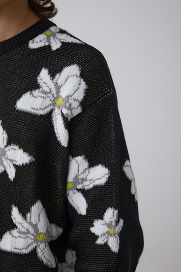 フラワーダブルジャガードニット 詳細画像