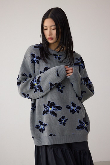 フラワーダブルジャガードニット