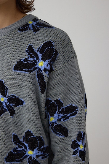 フラワーダブルジャガードニット 詳細画像