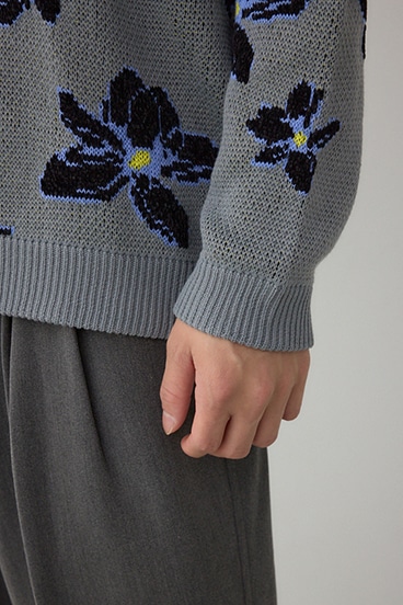 フラワーダブルジャガードニット 詳細画像