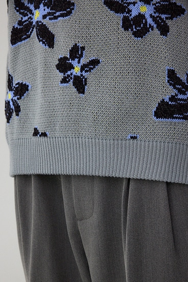 フラワーダブルジャガードニット 詳細画像