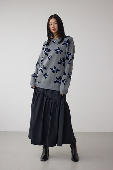 フラワーダブルジャガードニット 詳細画像