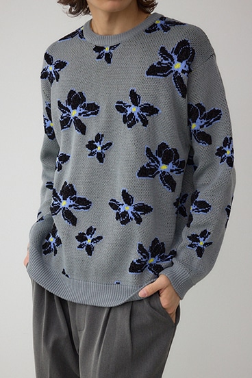 フラワーダブルジャガードニット