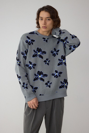 フラワーダブルジャガードニット 詳細画像