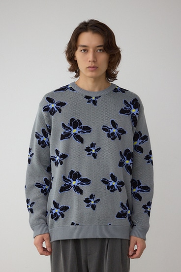 フラワーダブルジャガードニット 詳細画像
