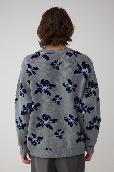 フラワーダブルジャガードニット 詳細画像