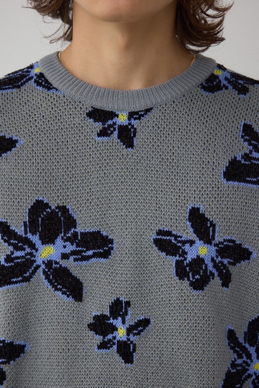 フラワーダブルジャガードニット 詳細画像
