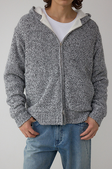 ガーターボアジップニット フーディー