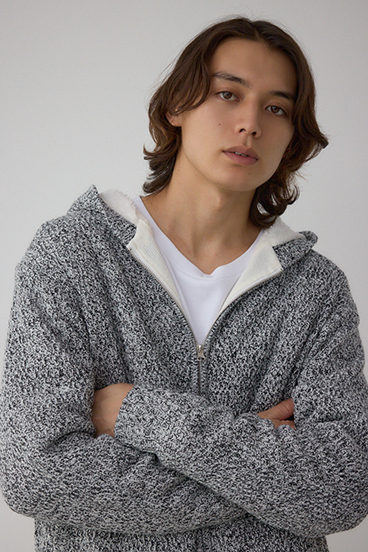 ガーターボアジップニット フーディー