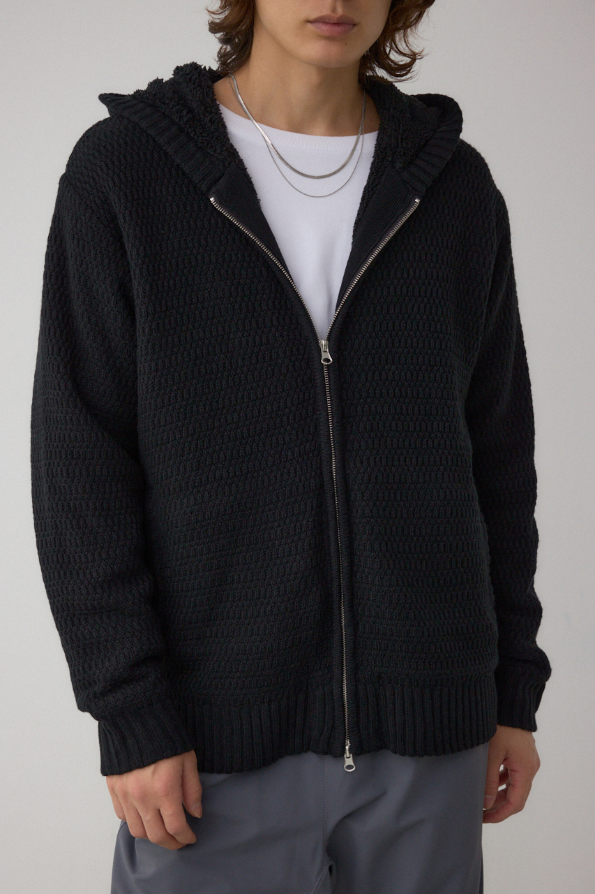 ガーターボアジップニット フーディー