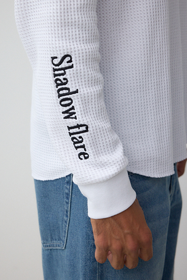 袖刺繍ワッフルトップス 詳細画像