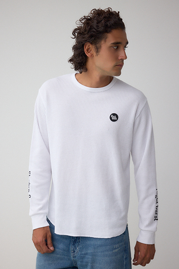 袖刺繍ワッフルトップス 詳細画像