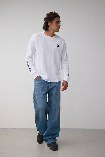 袖刺繍ワッフルトップス 詳細画像