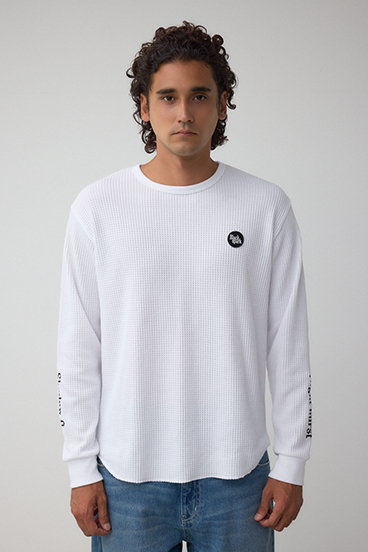 袖刺繍ワッフルトップス 詳細画像