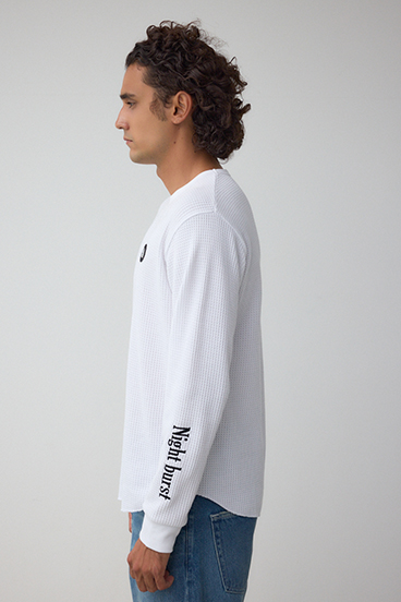 袖刺繍ワッフルトップス 詳細画像