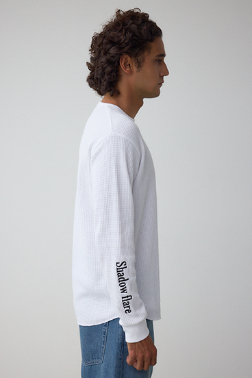 袖刺繍ワッフルトップス 詳細画像