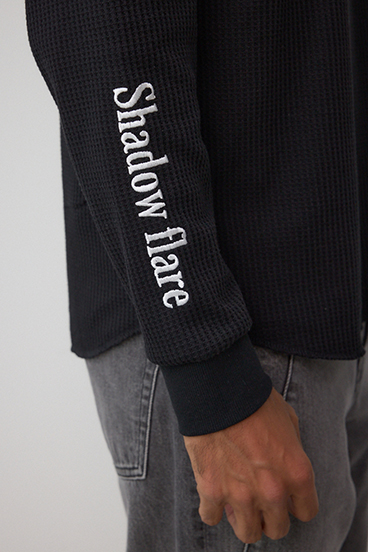 袖刺繍ワッフルトップス 詳細画像